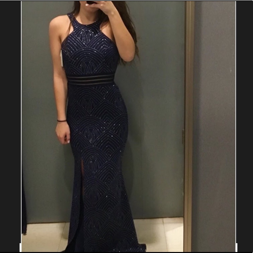 Navy Blue Full Length Gown